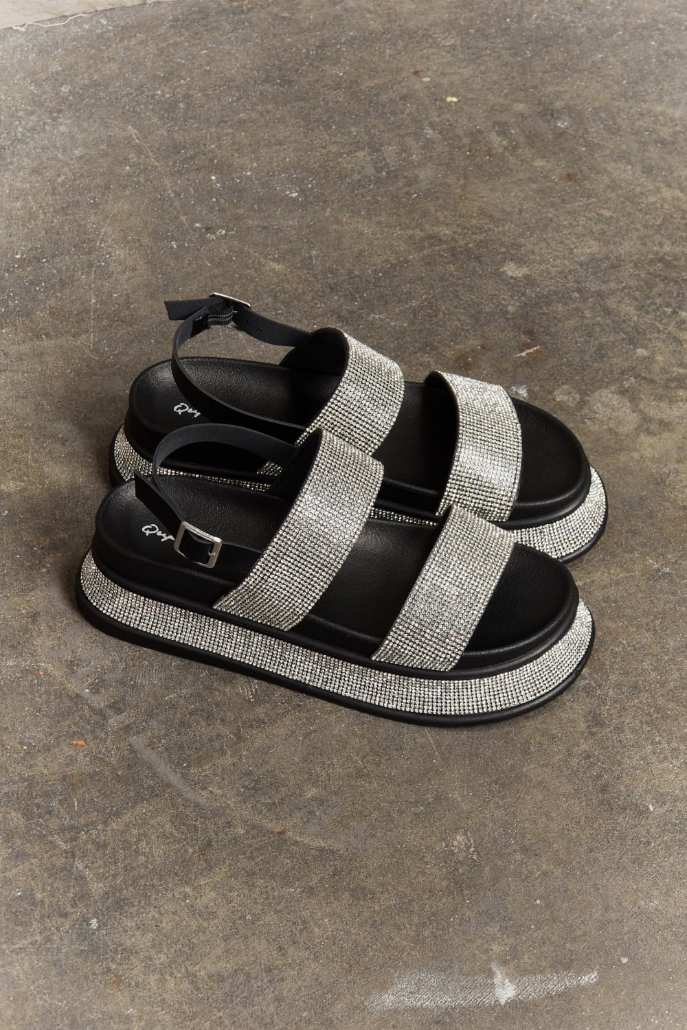 Rhinestone Platform Slingback Sandal Shoes RYSE Clothing Co.   