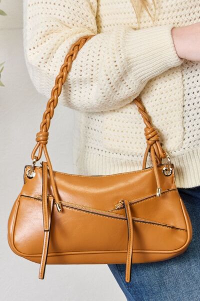 Braided Strap Shoulder Bag Handbags RYSE Clothing Co. Tan One Size 
