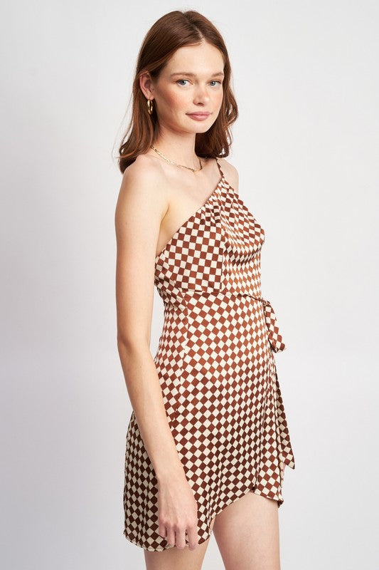 Emory Park One Shoulder Wrap Mini Dress Dresses RYSE Clothing Co.   