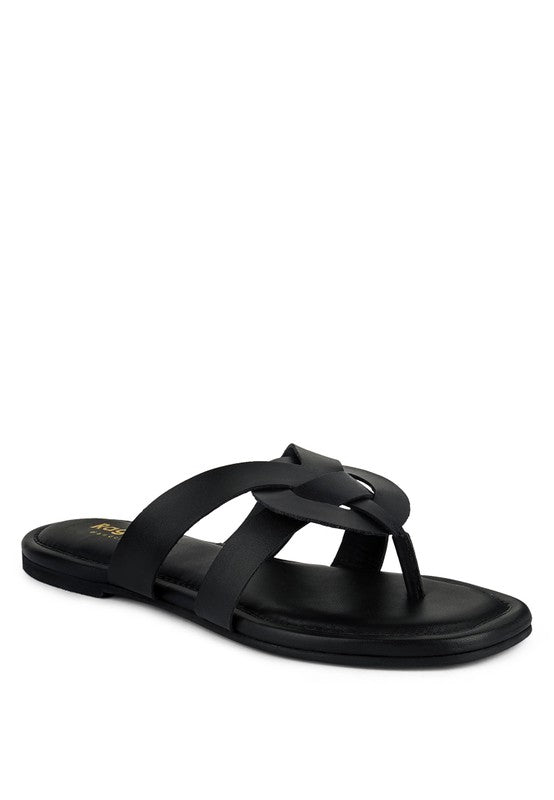 Angel Wide Strap Thong Sandals Shoes RYSE Clothing Co. Black 10 