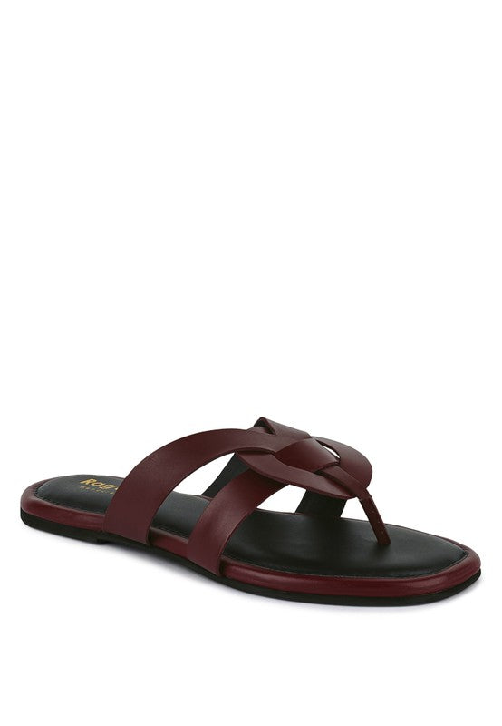 Angel Wide Strap Thong Sandals Shoes RYSE Clothing Co. Merlot 5 