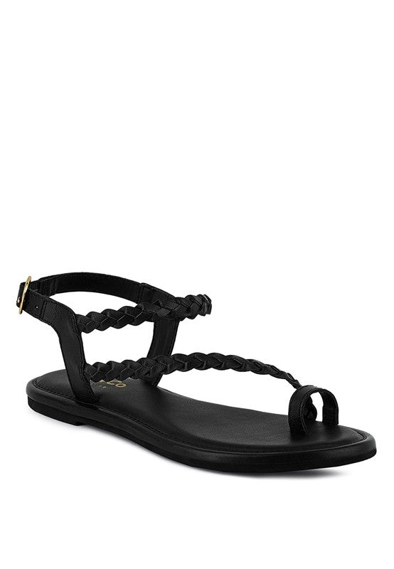 Rhia Braided Flat Sandals Shoes RYSE Clothing Co. Black 5 