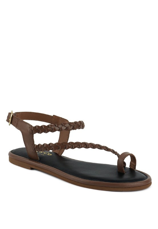 Rhia Braided Flat Sandals Shoes RYSE Clothing Co. Chocolate 5 