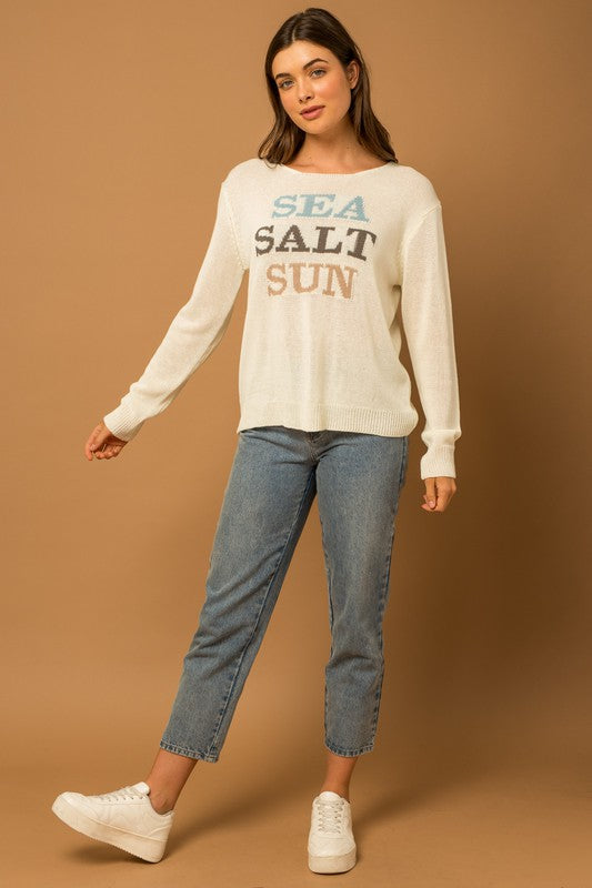 Round Neck Long Sleeve Sea Salt Sun Sweater  Gilli   